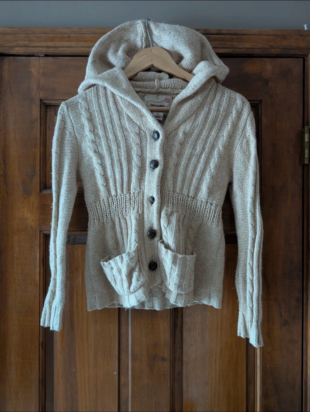 Abercrombie Tan Hooded Cardigan